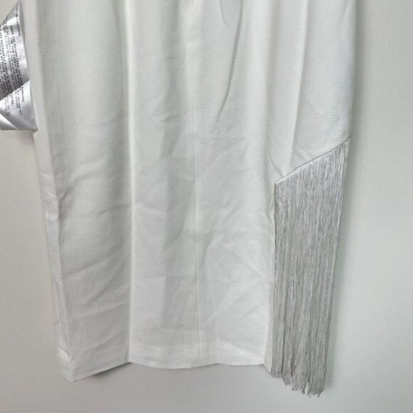 Dress the Population Rory Party Ready Bodycon Fringe Midi Dress Off White XL - Picture 7 of 14